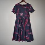 Lularoe Dresses | Lularoe Amelia Blue Gray With Pink Aztec Designs And Hidden Pockets Size Large | Color: Blue/Pink | Size: L