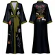 Robe de Chambre pour Femmes Tissus Satin Imprimé Floral Long Kimono à Manches Mi-longues Taille