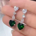 Huretailers Rotterdam-Boucles d'oreilles pendantes coeur CZ pour femmes bijoux d'amour colorés