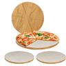 4x Taglieri per Pizza di Bambù in Set da 4, Piatti Tondi ø 33cm, Carta da Forno Inclusa,