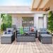 6-Piece Outdoor All Weather Wicker PE Rattan Sectional Sofa Set with Coffee Table and Ottomans