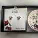 Disney Accessories | Minnie Mouse Clear Crystal Stud Earrings In Sterling Silver With Trinket Dish | Color: Pink/Silver | Size: Osg
