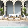 Winston Porter Jolen 7 Piece Sofa Seating Group w/ Cushions Wood/Natural Hardwoods in Brown/White | 29 H x 74 W x 30 D in | Outdoor Furniture | Wayfair