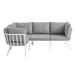 Riverside 4 Piece Outdoor Patio Aluminum Sectional by Modway Wood in Pink/Gray/White | 28 H x 85.5 W x 59 D in | Wayfair EEI-3794-WHI-GRY