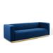 Charisma Channel Tufted Performance Velvet Living Room Sofa by Modway Faux Leather in Blue | 29.5 H x 96.5 W x 34.5 D in | Wayfair EEI-3886-NAV