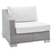Red Barrel Studio® Conway Outdoor Patio Wicker Rattan Left-Arm Chair Wood in Gray/White | 28 H x 35 W x 36 D in | Wayfair
