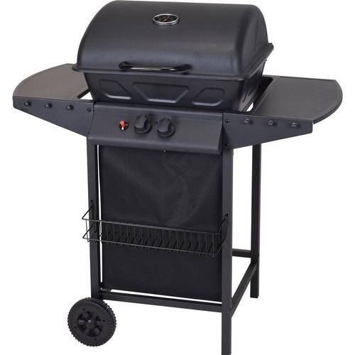 Vargan – 2-Brenner Gasgrill auf Rädern – Edelstahl – Schwarz – 100x97x55cm