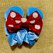 Disney Accessories | Disney's Blue Ears With Red And White Polka Dots Bow Scrunchie | Color: Blue/Red | Size: Os