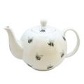 Rock the Home Tea Pot - Bees, White Fine English Bone China Teapot, Made and Hand Decorated in England, Dishwasher and Microwave Safe, Holds 4 Cups 42 fl oz (1200 ml)