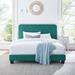 Mercer41 Celine Channel Tufted Performance Velvet Platform Bed Upholstered/Velvet in Blue | 43.5 H x 81.5 W x 59 D in | Wayfair