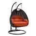 LeisureMod Mendoza Charcoal Wicker Patio Hanging Double Swing Chair - 53"