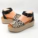 American Eagle Outfitters Shoes | American Eagle Espadrille Platform Sandals Snakeskin Print Ankle Straps Size 7 | Color: Black/Tan | Size: 7