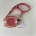 Coach Bags | Coach Mini Dempsey Camera Bag With Garden Plaid Print And Coach Patch New W/ Tag | Color: Cream/Pink | Size: Os