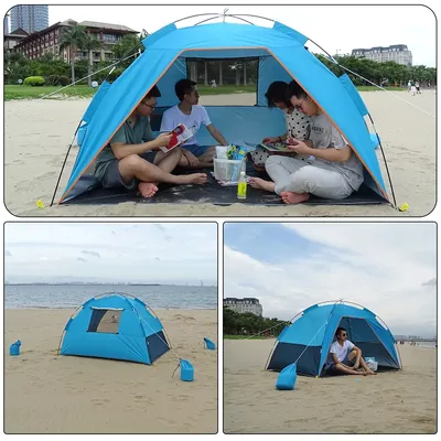 Grande tente de plage familiale abri solaire extérieur anti-UV parasol pour jardin parc