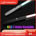 WANARICO – sabre laser RGB à poignée en métal 7 couleurs variables avec effet sonore de frappe FX
