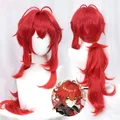 Chain Y & BEAUTY-Genshin Impact Diluc Cosplay Perruque Rouge Longue 60cm Perruques Anime Cosplay