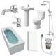 Affine Bathroom Suite 1700mm Single Ended Bath Toilet Basin Pedestal Taps Shower Waste