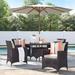 Bocabec Synthetic Rattan Patio Dining Set w/Umbrella (7-piece Set) by Havenside Home by Modway Glass in Brown | 29 H x 47 W x 47 D in | Wayfair