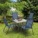 Arlmont & Co. Foehr Square 4 - Person 37" Long Outdoor Dining Set Wood/Metal in Blue | 37 W x 37 D in | Wayfair 4E175A34CDB54F768FEA95453B45D3E1