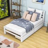 Red Barrel Studio® Wooden Platform Bed w/ 2 Drawers & Headboard Wood in White | 33 H x 41 W x 78 D in | Wayfair D14C2CB3F528436EBE65D553BC47826C