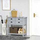 Red Barrel Studio® Sideboard Buffet Cabinet, Storage Serving Table w/ 4 Drawers & Slatted Base Wood in Gray | 31.5 H x 31.5 W x 15.75 D in | Wayfair