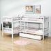 YUNMA Twin Size L-Shaped Bunk Bed w/ Three Drawers in White | 62 H x 80 W x 120 D in | Wayfair YUNM25QB31AC2WC-White
