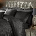 ED Luxury Crushed Velvet Duvet Quilt Cover Bedding Linen Set With Housewife Pillowcases Ultra Soft Duvet Cover Set [King, Black]