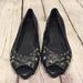 Jessica Simpson Shoes | Jessica Simpson Shoes Black Leather Open Toe Flats | Color: Black | Size: 8