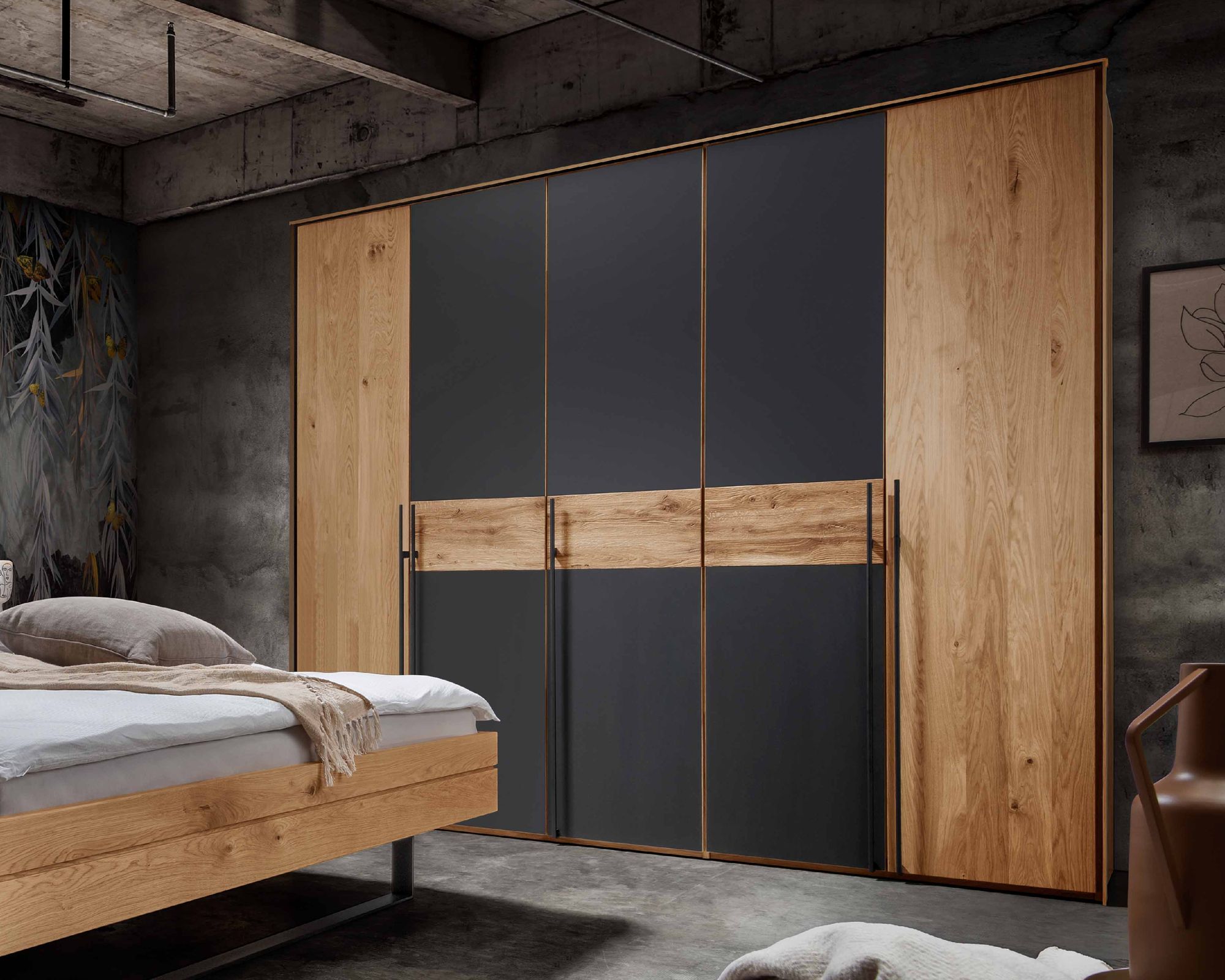 Forestales »Boston« Massivholz Kleiderschrank Wildeiche / 6-türig / 60er Raster