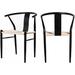 Corrigan Studio® Beck Beige Hand Woven Rope Dining Chair, Set Of 2 Metal in Black | 30.5 H x 21.5 W x 20 D in | Wayfair