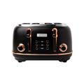 Haden Heritage Black Toaster 4 Slice - Adjustable Browning Control, Reheat and Defrost Functions 4 Slice Toaster - Stainless Steel Toaster 4 Slice - Self-centring Function - 1370-1630W