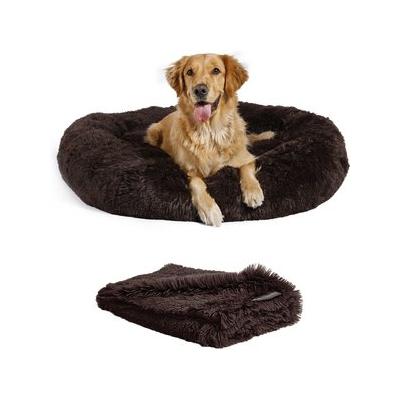 Best Friends by Sheri The Original Calming Donut Cat & Dog Bed & Throw Blanket, Dark Chocolate, X-Large
