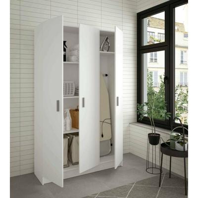 Großer Mehrzweckschrank Beaumont, Zusatzschrank mit 3 Türen, Schuhregal mit Regalen, Besenschrank, Image