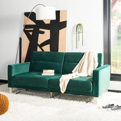SAFAVIEH Tribeca Emerald Foldable Futon Sofa - 75.6" W x 31.1" D x 33.3" H
