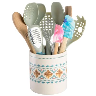 Spice by Tia Mowry Savory Saffron 12Pc Kitchen Tool Set with Crock