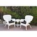 Windsor White Wicker Chair And End Table Set with Cushion