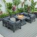 LeisureMod Chelsea 5-Piece Outdoor Patio Sectional and Fire Pit Table Set