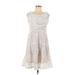 R&M Richards Casual Dress - Party Scoop Neck Sleeveless: White Solid Dresses - Women's Size 10 Petite