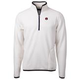 Men's Cutter & Buck Cream Auburn Tigers Team Logo Cascade Eco Sherpa Fleece Quarter-Zip Pullover Jacket