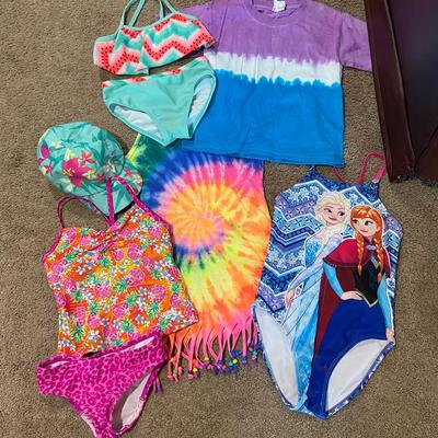 Disney Other | Girls Summer Clothes Lot Of 6 Size 4t To Small Swimsuits Hat Beach Wear | Color: Blue/Pink | Size: 4t-Small