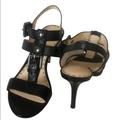 Coach Shoes | Coach Robin Caged Strappy Sandals Buckle T Strap Black Leather Heel Size 7.5 | Color: Black | Size: 7.5