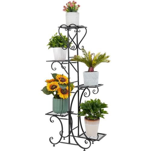 Blumentreppe mit 5 Ablagen Blumenständer Blumenregal Metall für innen und außen Garten Balkon, 116