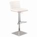 Wooden Back Faux Leather Barstool with Stitching Details, White and Silver - 32 H x 19 W x 17 L Inches