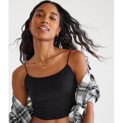 Aeropostale Womens' Seriously Soft Scoop-Neck Cropped Cami - Black - Size XL - Cotton