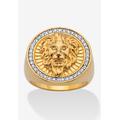 Men's Big & Tall Unisex Yellow Gold-Plated Round Cubic Zirconia Lion Head Ring (3/8 Cttw Tdw) by PalmBeach Jewelry in Gold (Size 13)