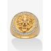 Men's Big & Tall Unisex Yellow Gold-Plated Round Cubic Zirconia Lion Head Ring (3/8 Cttw Tdw) by PalmBeach Jewelry in Gold (Size 13)