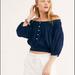 Free People Tops | Free People Dancing All Night Off Shoulder Top Navy Large | Color: Blue | Size: L