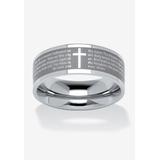 Men's Big & Tall Stainless Steel Lord'S Prayer Ring (8Mm) by PalmBeach Jewelry in White (Size 13)