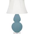 Robert Abbey Double Gourd Table Lamp Ceramic/Fabric in Gray/Blue | 31 H x 19 W x 19 D in | Wayfair MOB61