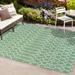 Green/White 120 x 93 x 0.19 in Area Rug - Foundry Select Avag Moroccan Geometric Textured Weave Indoor/Outdoor Green | Wayfair